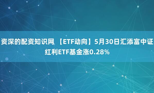 资深的配资知识网 【ETF动向】5月30日汇添富中证红利ETF基金涨0.28%